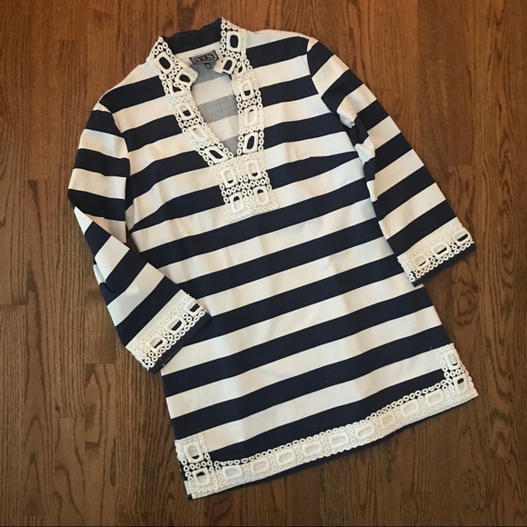 Stylish Navy and White Striped Tunic Top - Picture 4 of 6